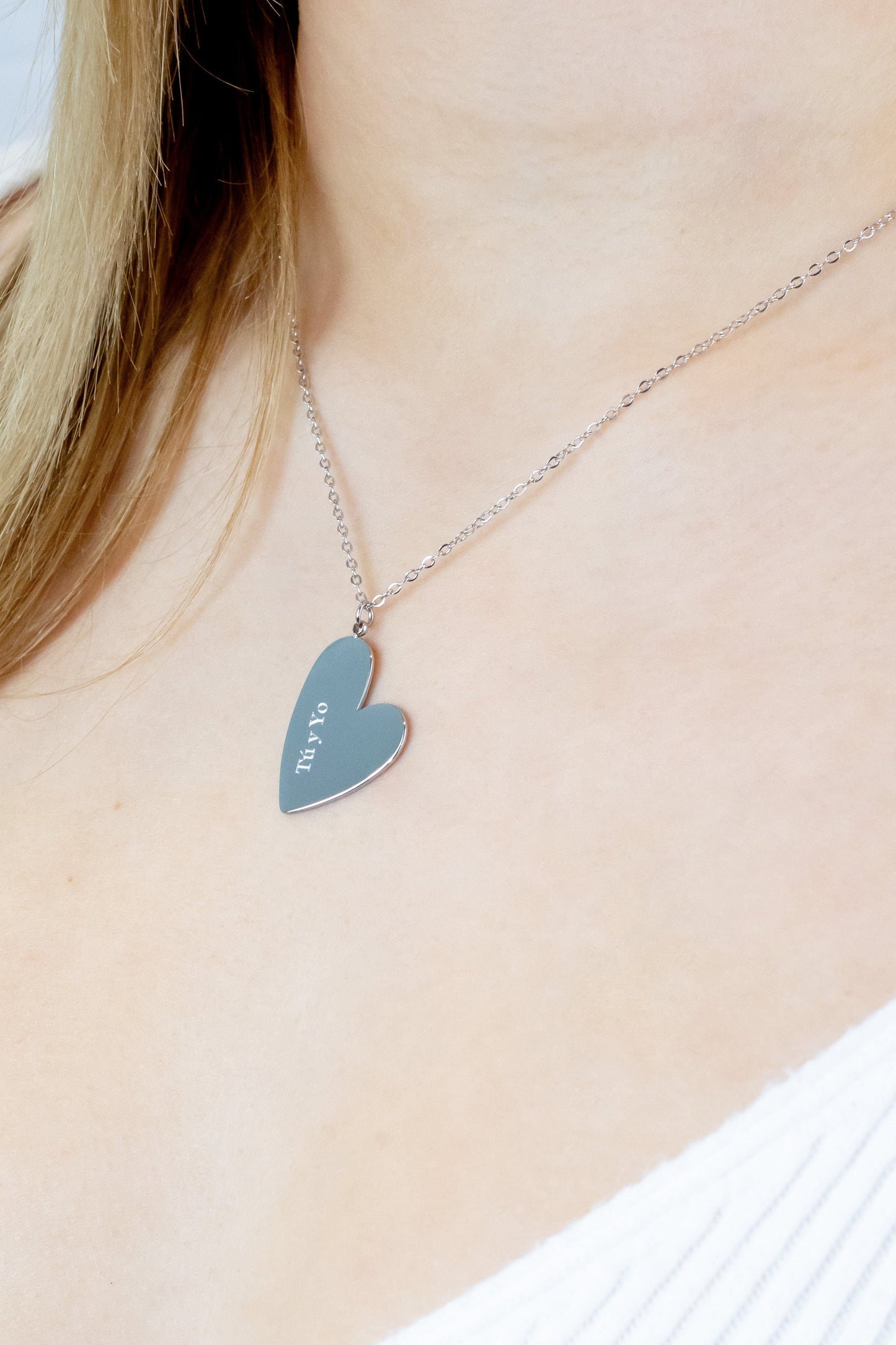collar personalizado plateado tu y yo
