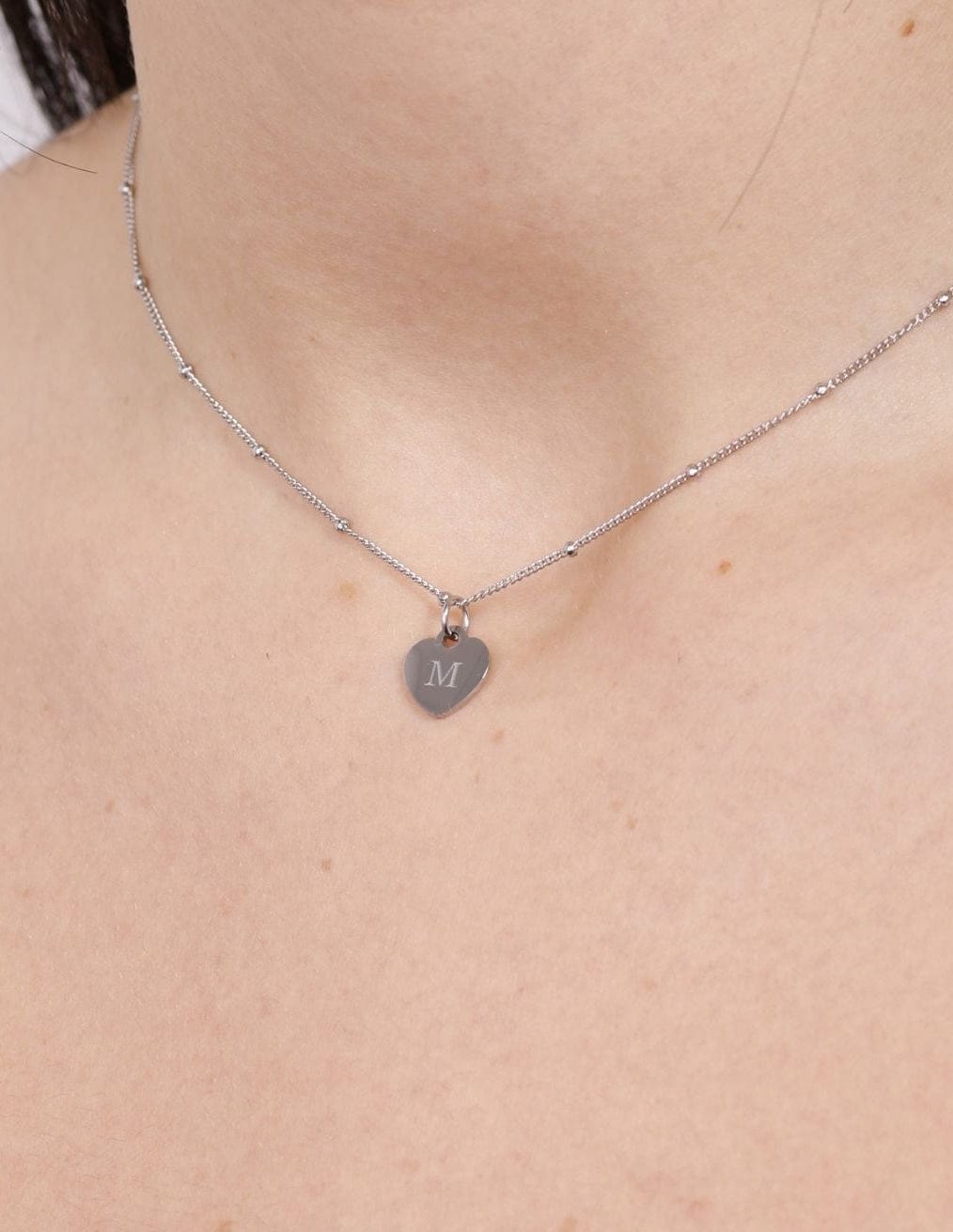 SMALL HEART NECKLACE LOVE ENGRAVED