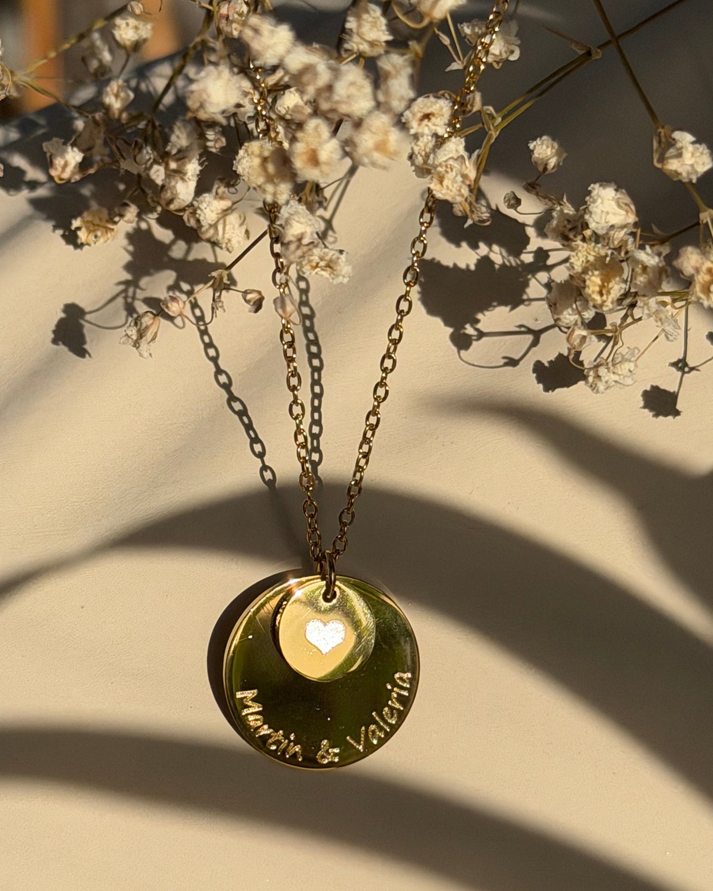 DOUBLE ENGRAVED MEDAL NECKLACE