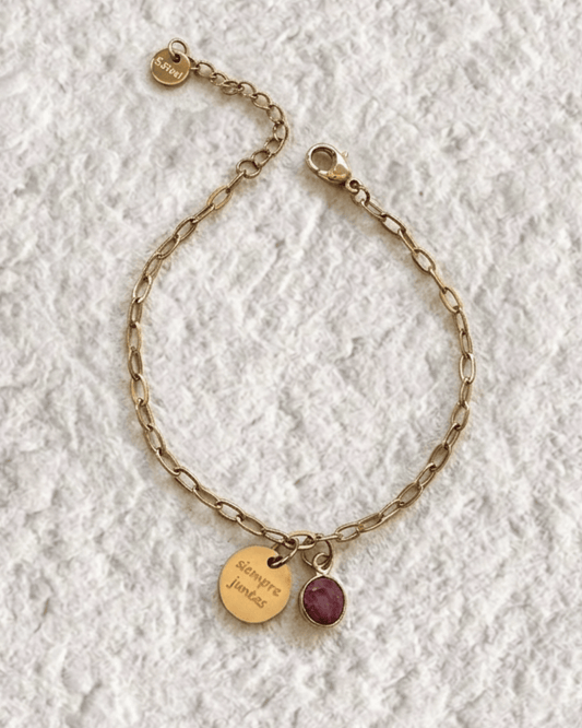 ENGRAVED BRACELET WITH NATURAL STONE