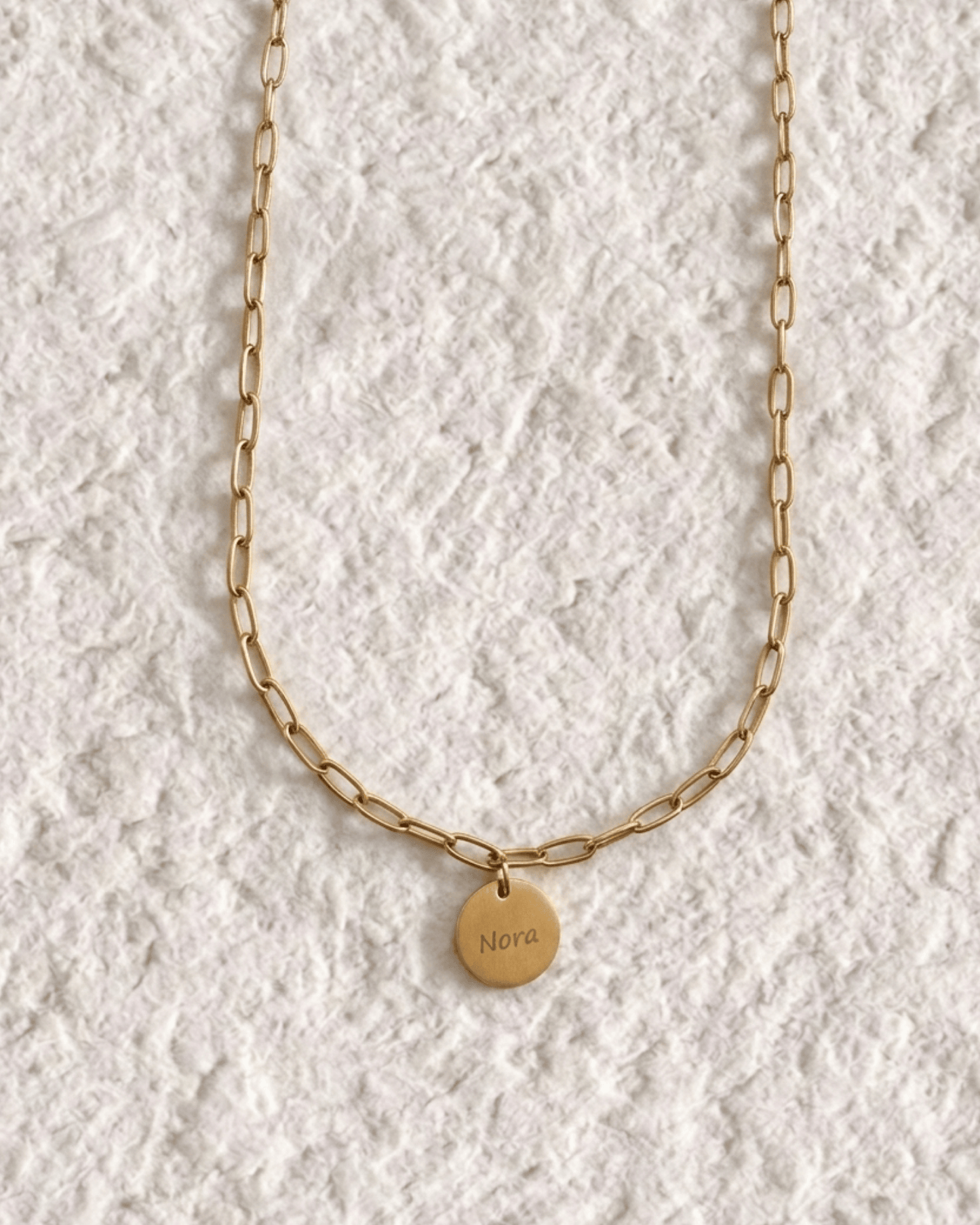 COLLAR MEDALLA GRABADA CON CADENA DE ESLABONES