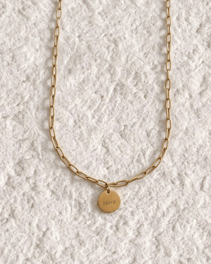 COLLAR MEDALLA GRABADA CON CADENA DE ESLABONES