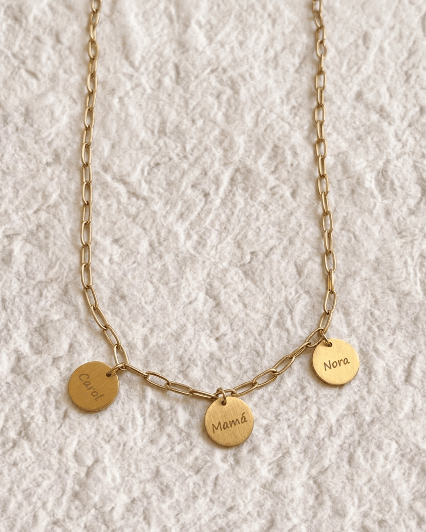 COLLAR MEDALLA GRABADA CON CADENA DE ESLABONES