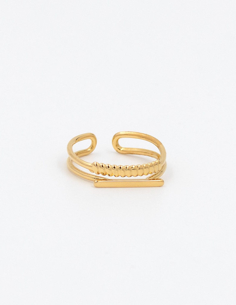 anillo ajustable dorado con barra doble