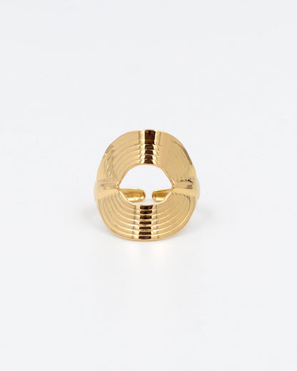anillo redondo con hueco dorado ajustable