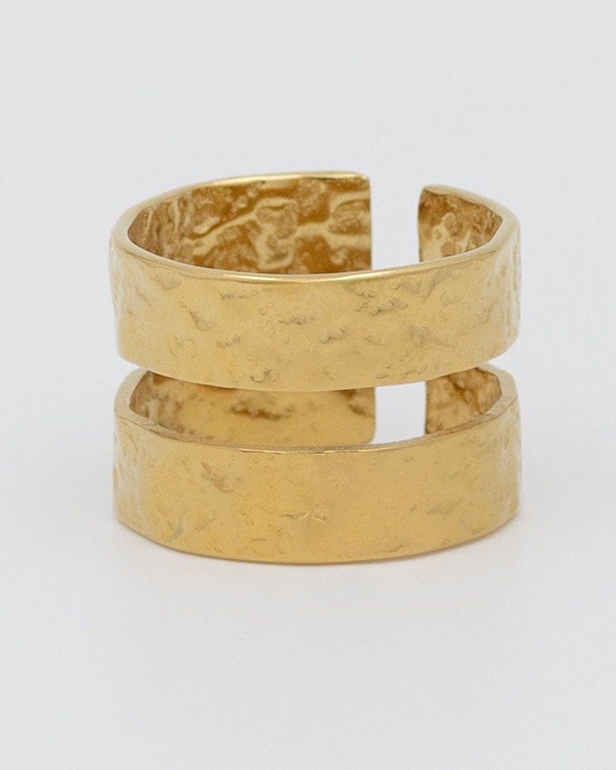 anillo dorado doble rugoso