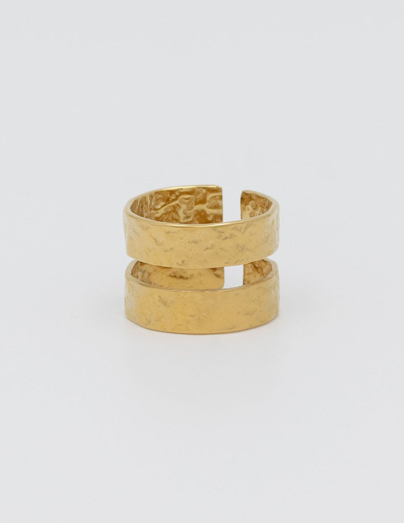 anillo dorado doble rugoso
