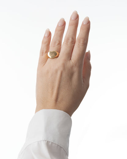 ANILLO SELLO CORAZÓN GRABADO