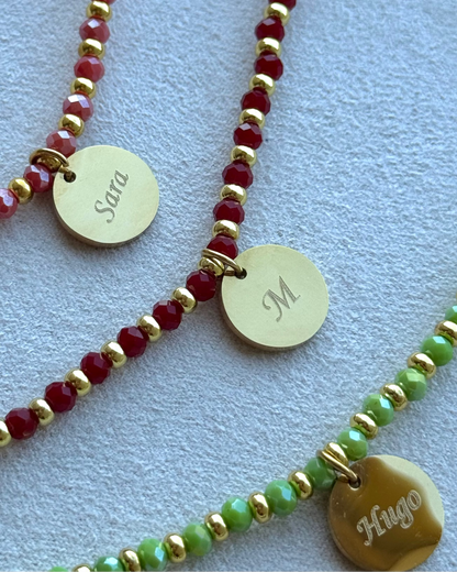 COLLAR DE COLORES CON MEDALLA GRABADA