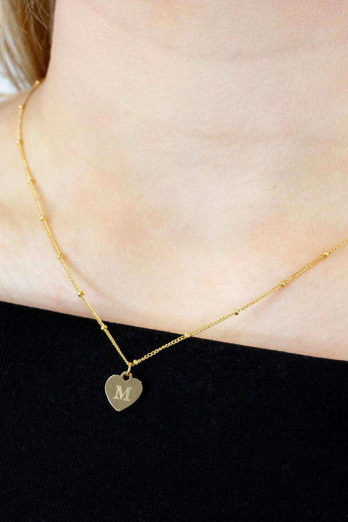 collar corazón equeño grabado cadena boliitas, ideal regalo especial, recuerdo para siempre, personaliza tu joya, 