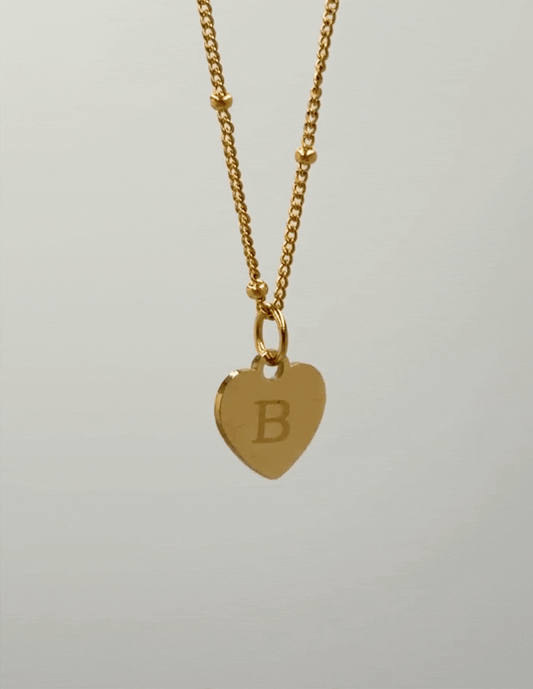 SMALL HEART NECKLACE LOVE ENGRAVED