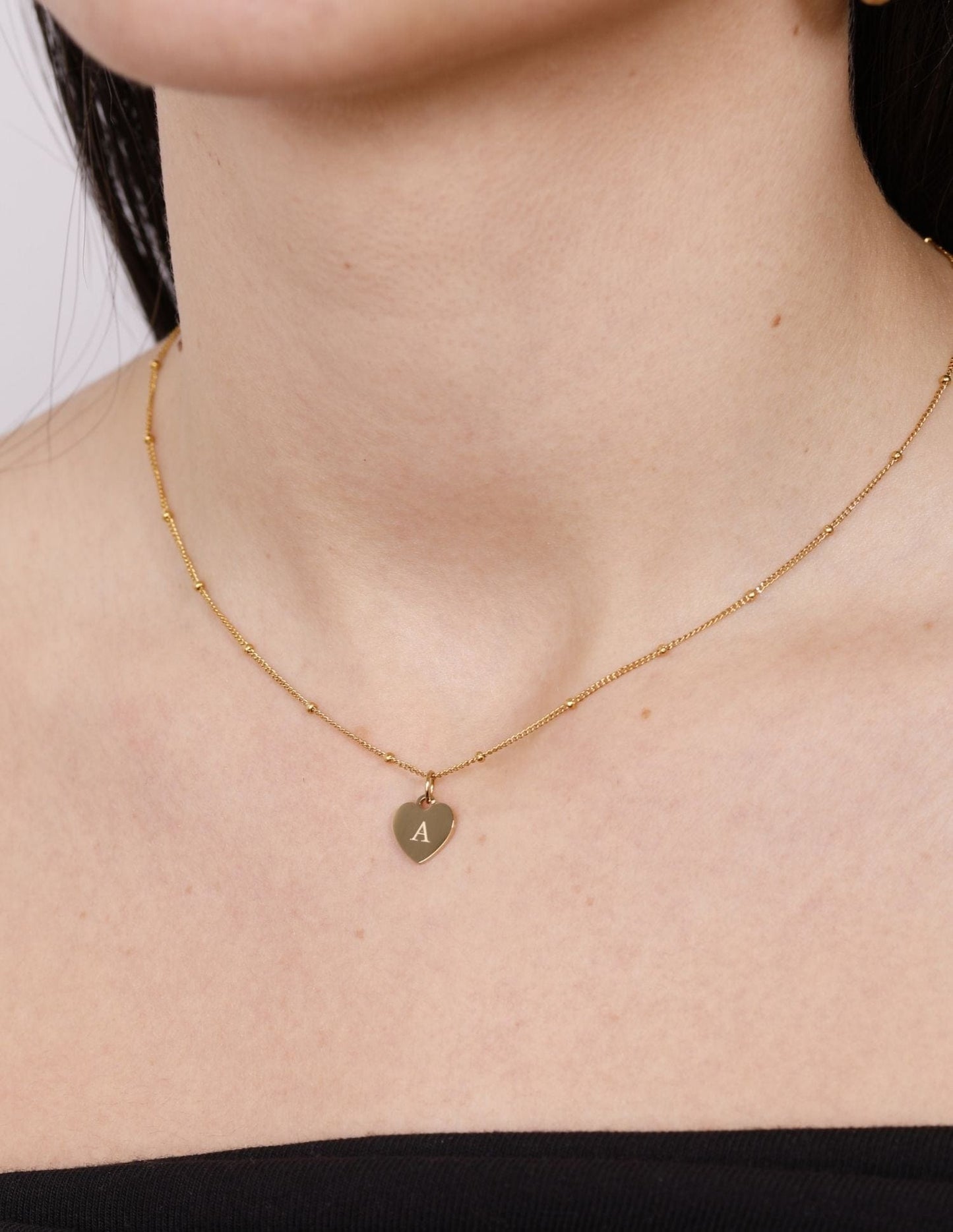 SMALL HEART NECKLACE LOVE ENGRAVED