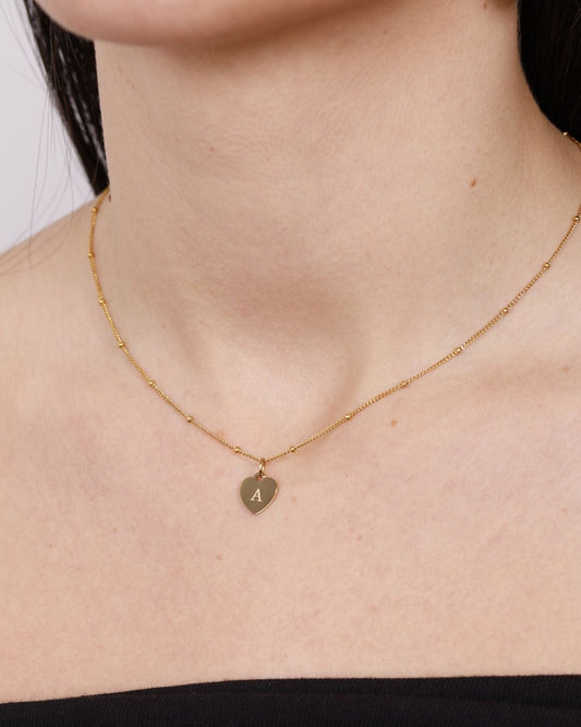 SMALL HEART NECKLACE LOVE ENGRAVED