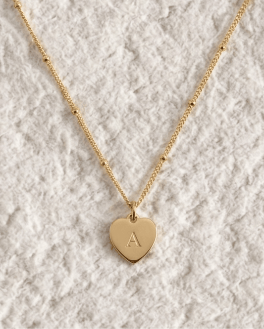 SMALL HEART NECKLACE LOVE ENGRAVED