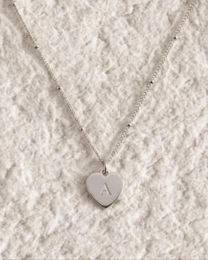SMALL HEART NECKLACE LOVE ENGRAVED