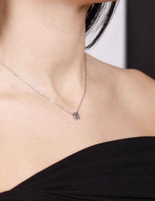 SMALL SILVER INITIAL NECKLACE