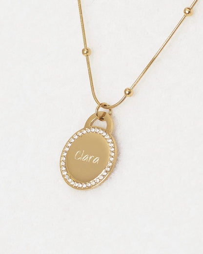 COLLAR MEDALLA CIRCONITAS GRABADO