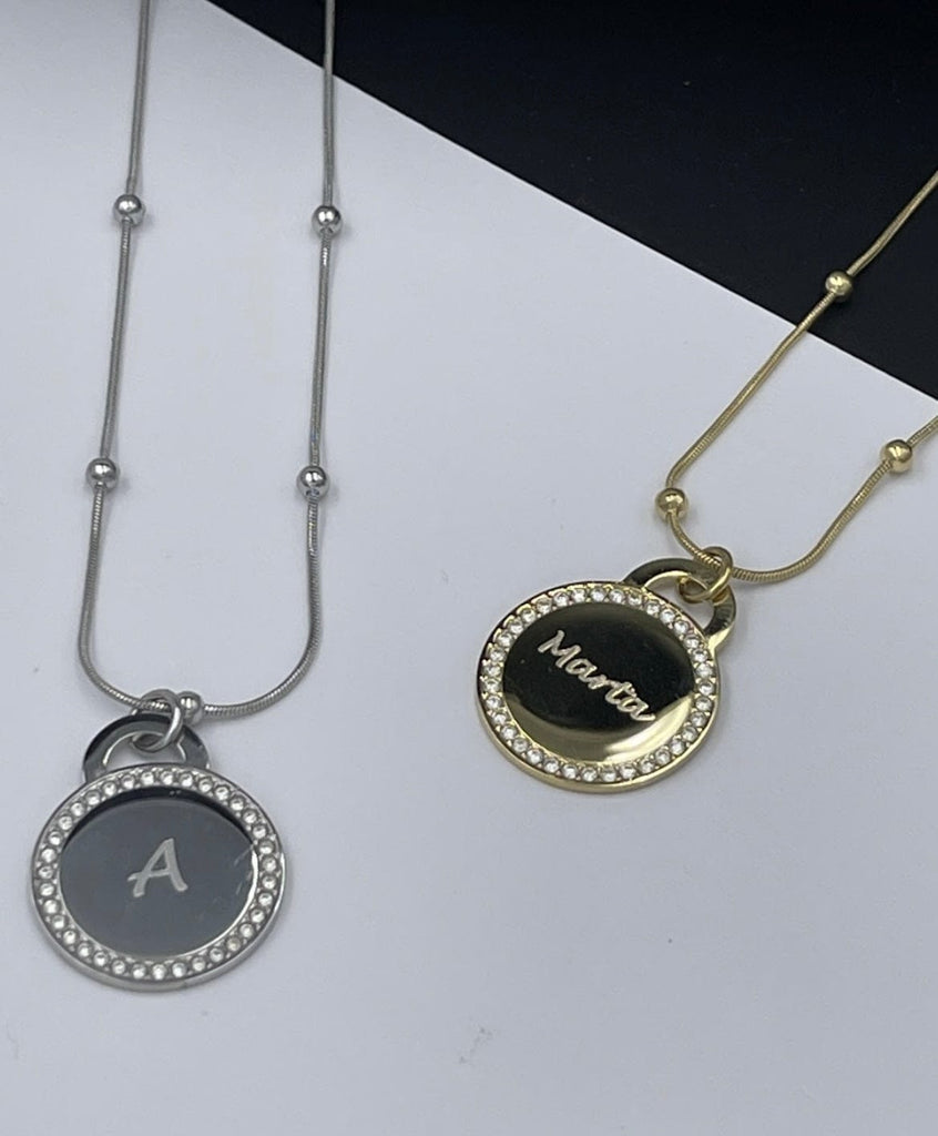Collar medalla circonitas personalizada