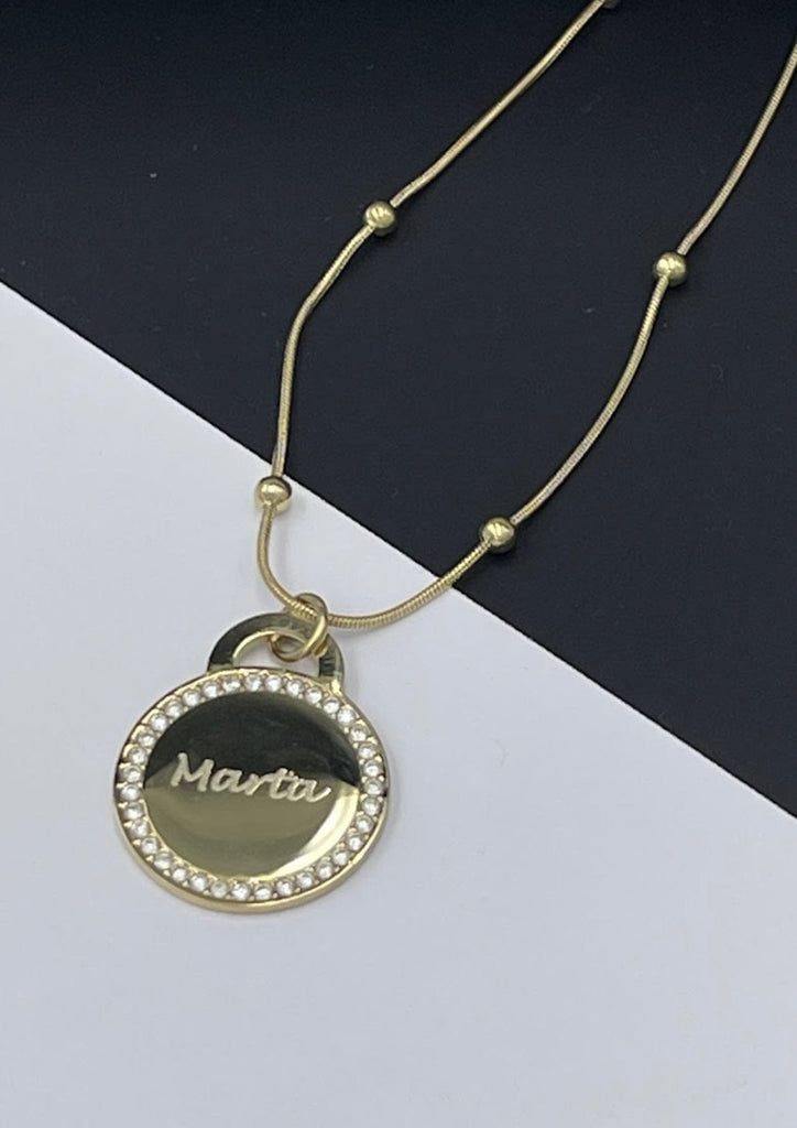 Collar medalla circonitas personalizada