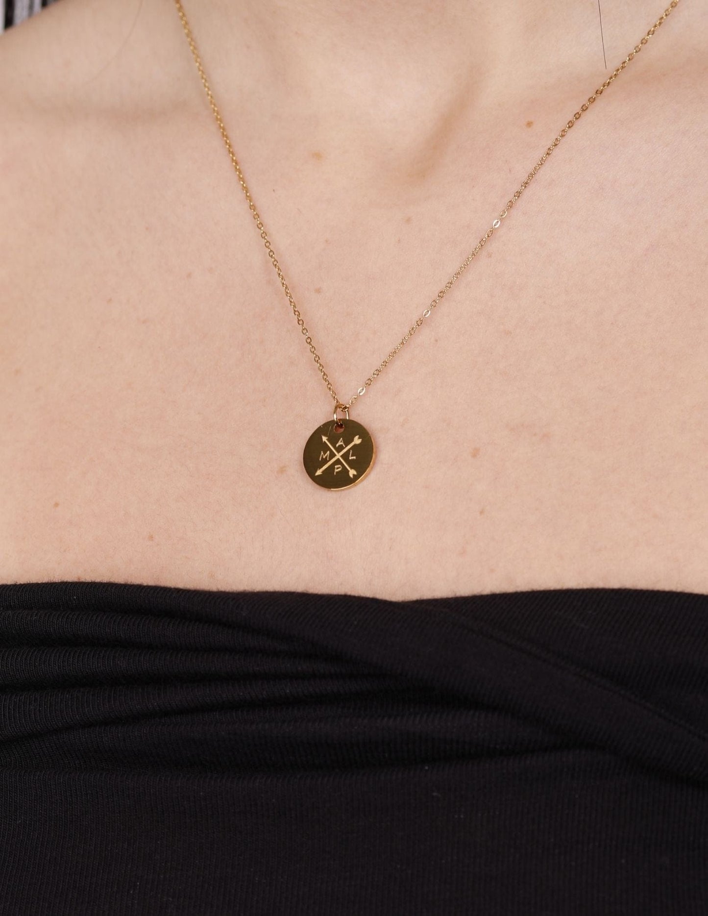 Vintage Engraved Oval Medal Necklace