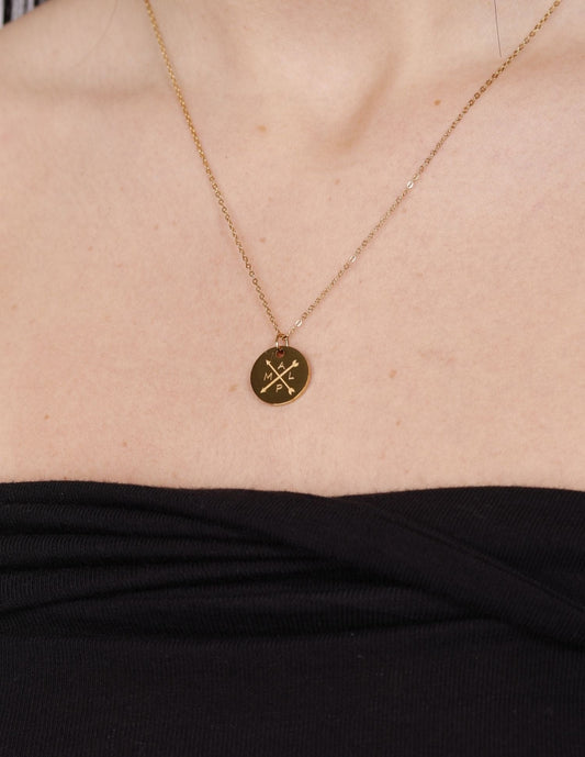 Vintage Engraved Oval Medal Necklace