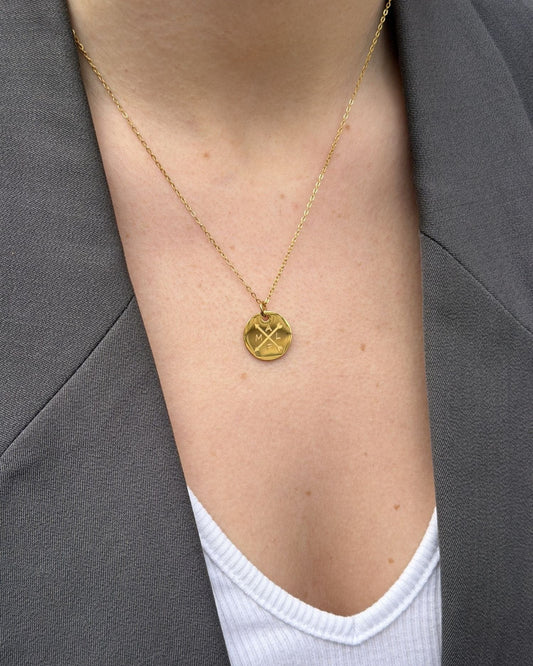 Vintage Engraved Oval Medal Necklace