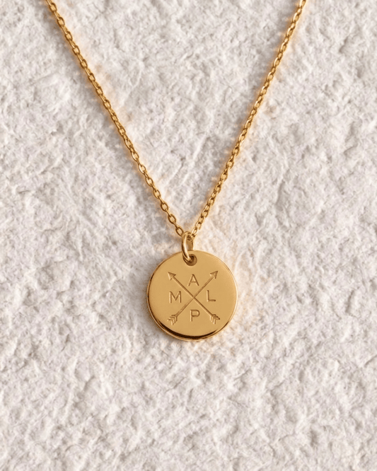Vintage Engraved Oval Medal Necklace