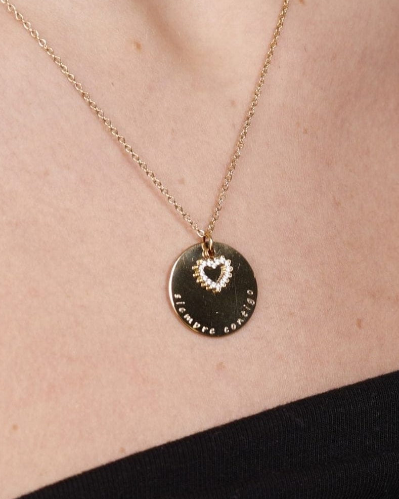 Vintage Engraved Oval Medal Necklace