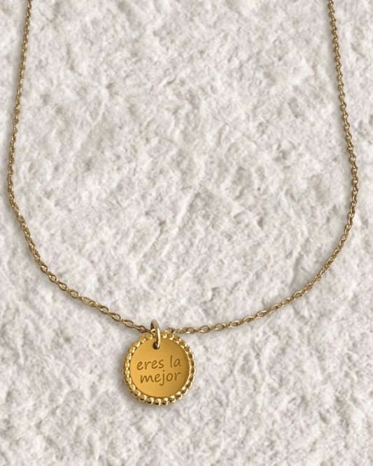ENGRAVED NECKLACE SMALL MEDAL
