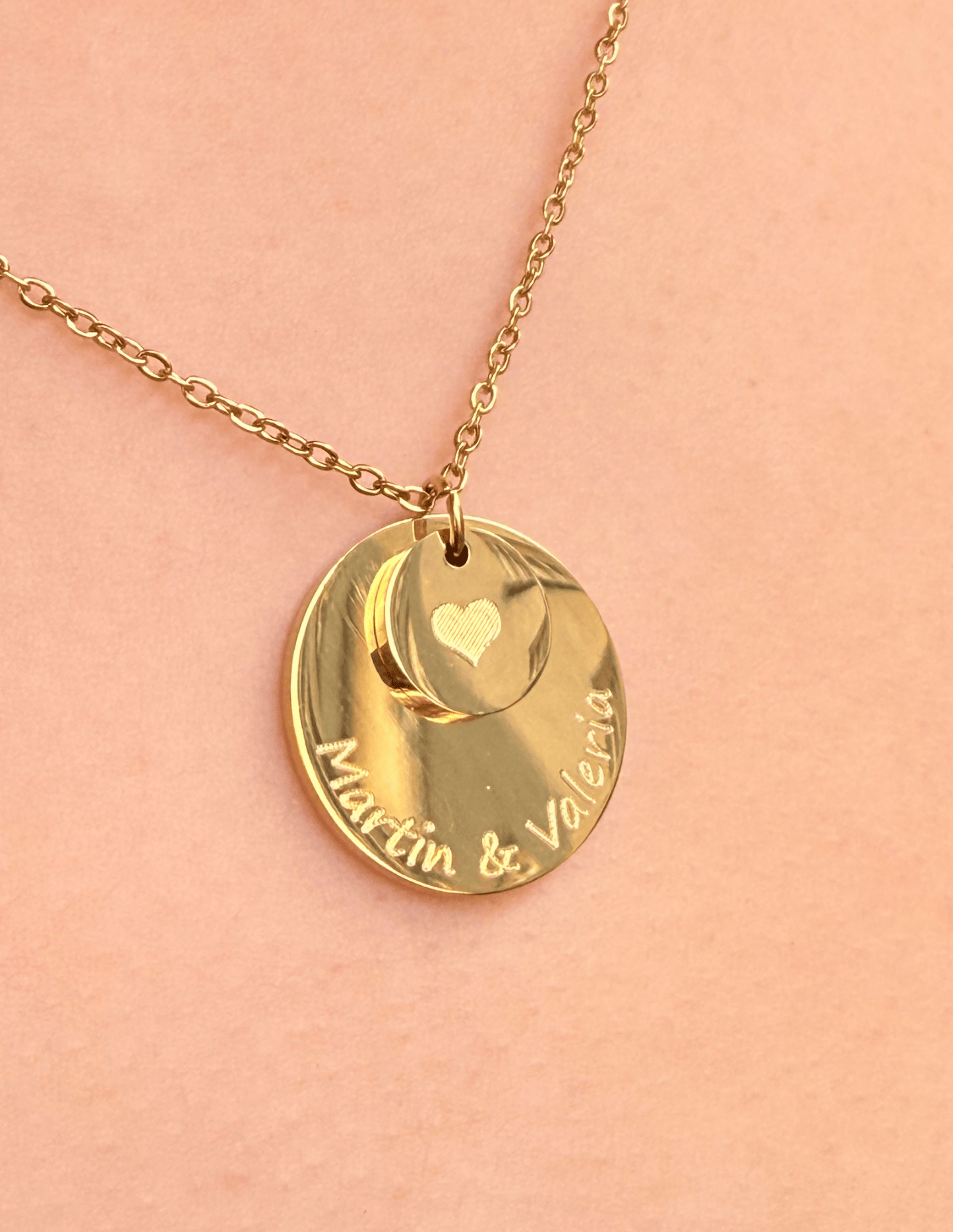DOUBLE ENGRAVED MEDAL NECKLACE