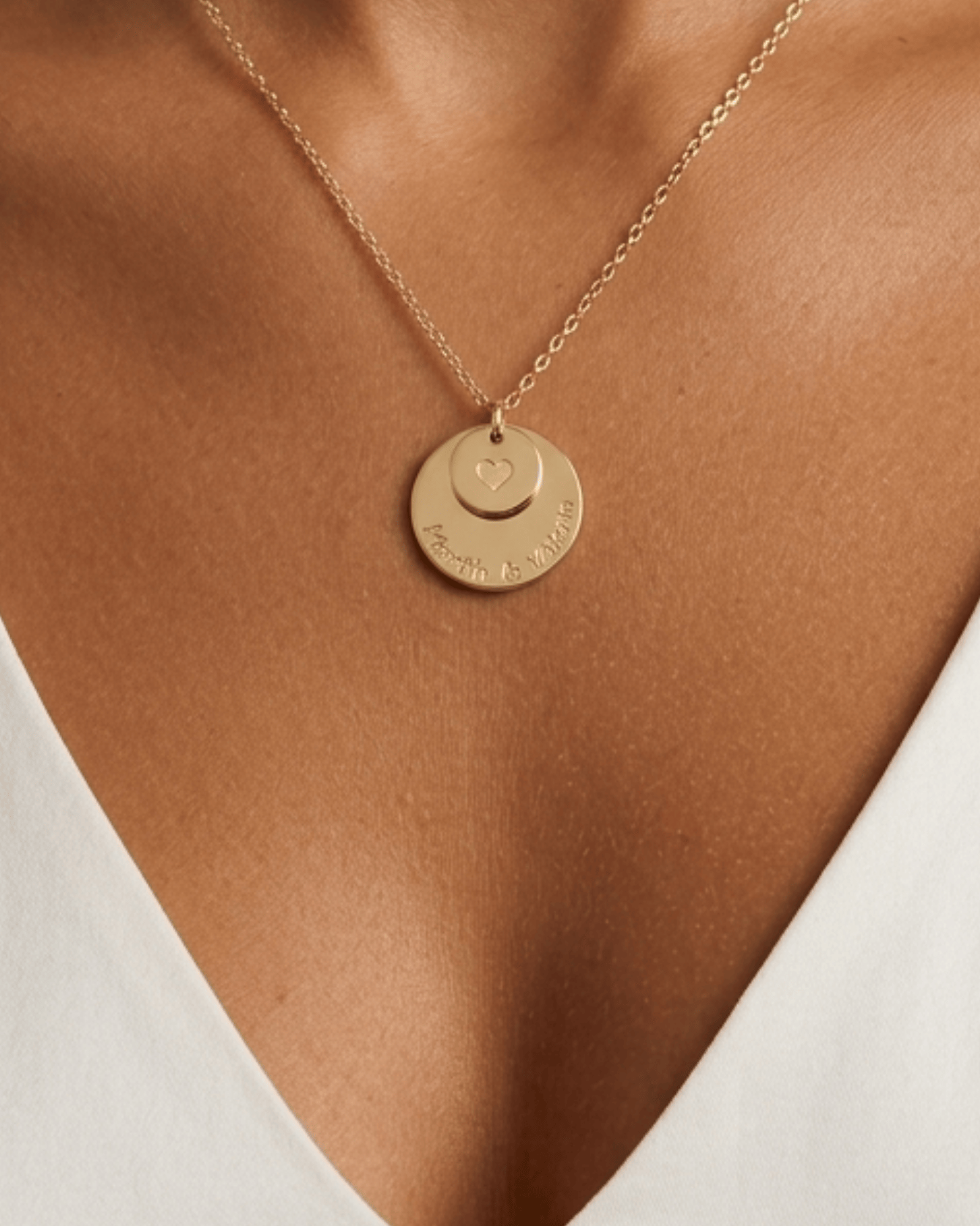 DOUBLE ENGRAVED MEDAL NECKLACE
