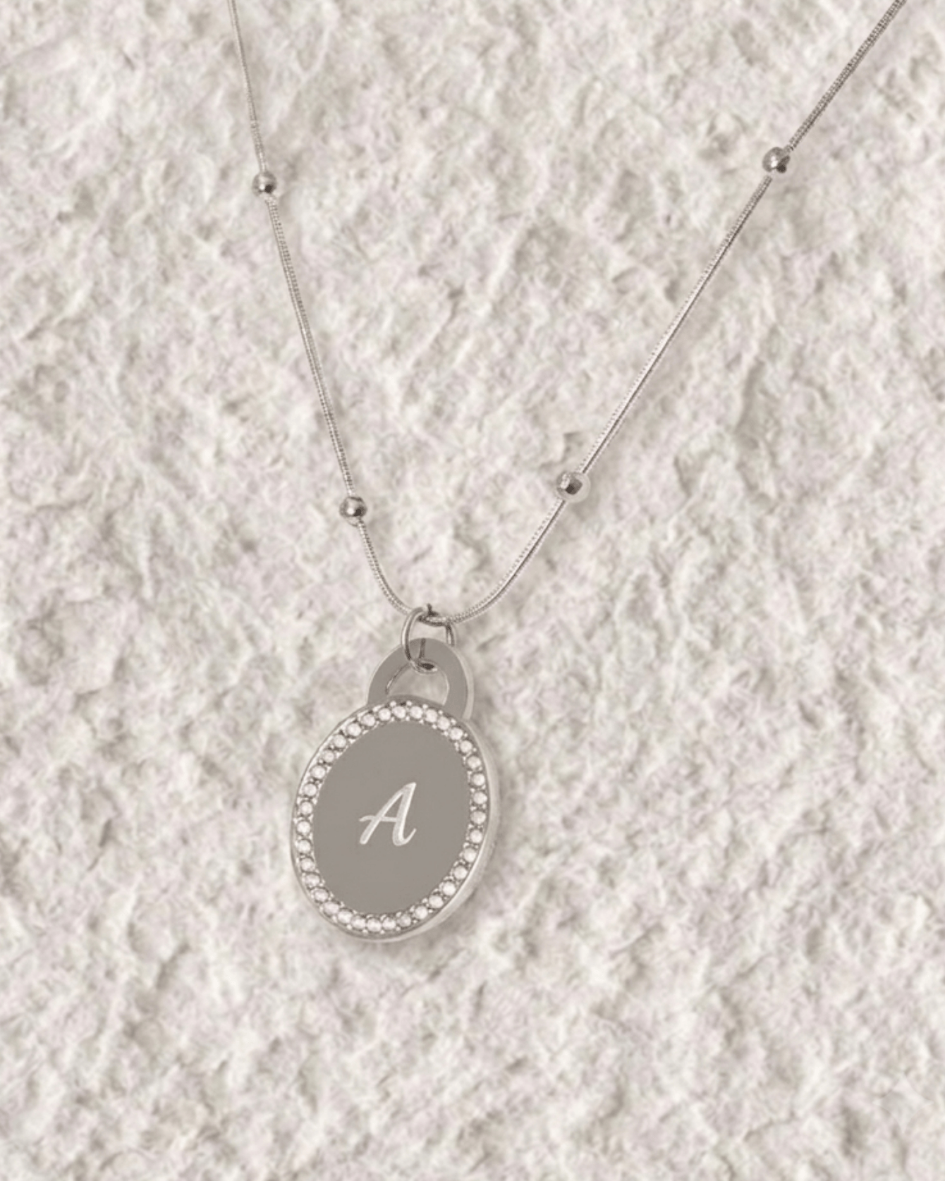 ENGRAVED ZIRCONIA MEDAL NECKLACE