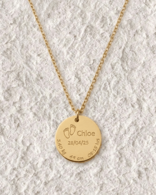 ENGRAVED NECKLACE SMALL MEDAL