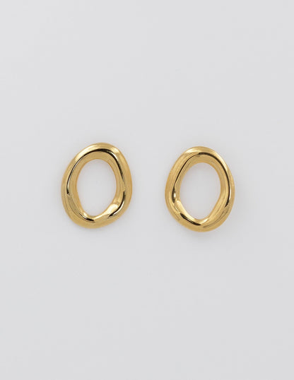 pendientes circulo ovalado dorado de acero
