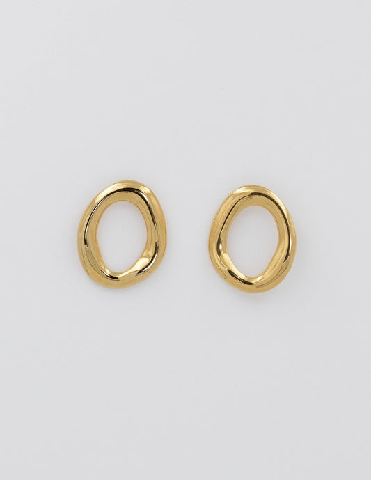 pendientes circulo ovalado dorado de acero