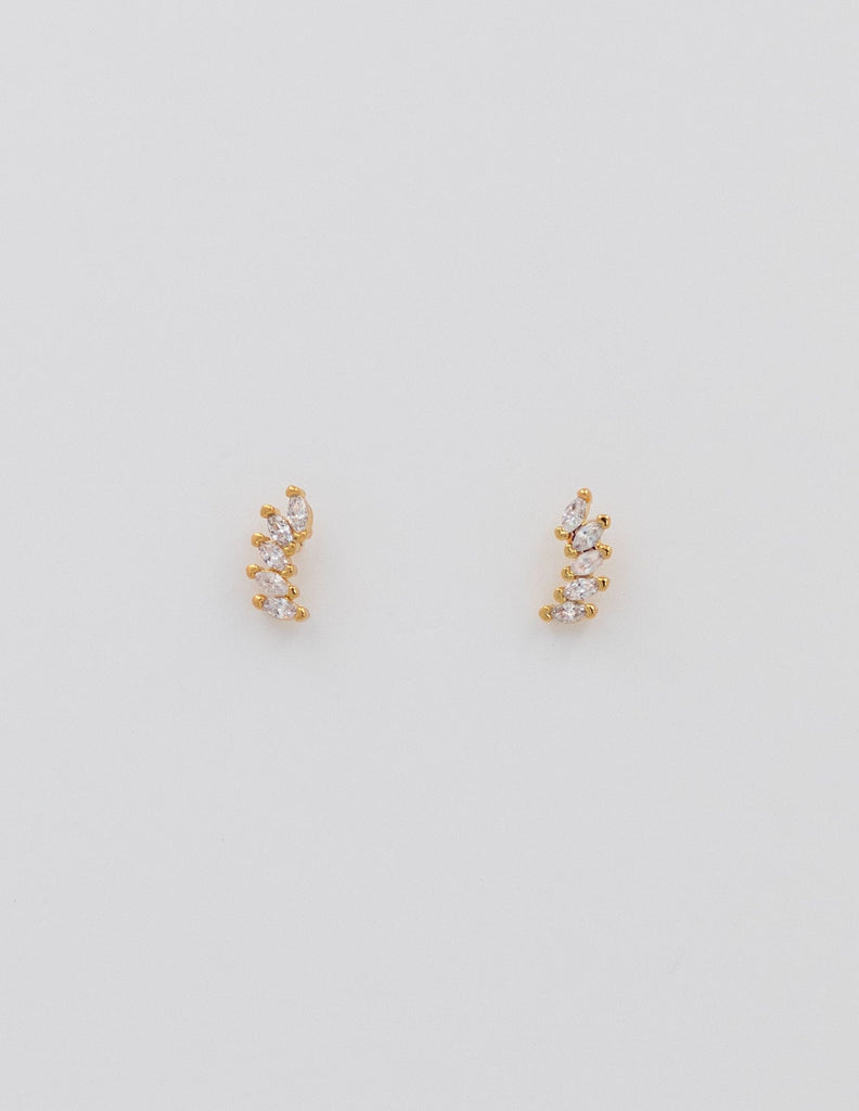 minis de rosca de acero dorado con 5 brillantes en forma de trepador 