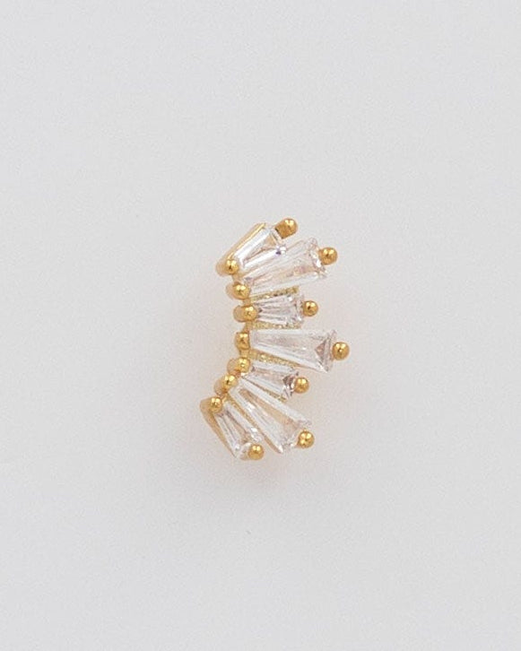 minis con circonitas tipo destellos medio circulo trepador de acero dorado cierre rosca