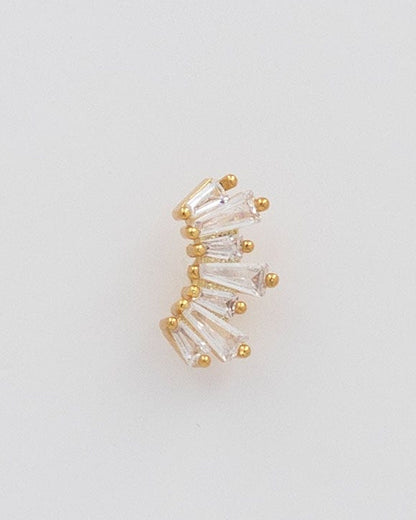 minis con circonitas tipo destellos medio circulo trepador de acero dorado cierre rosca