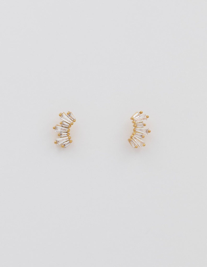 minis con circonitas tipo destellos medio circulo trepador de acero dorado cierre rosca