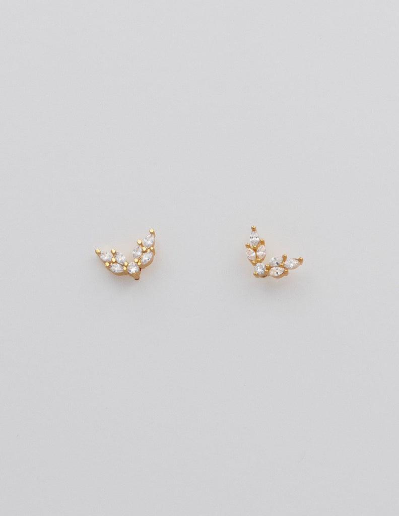 minis pendientes con cierre rosca por detrás y con forma de alas con brillantes circonitas blancas