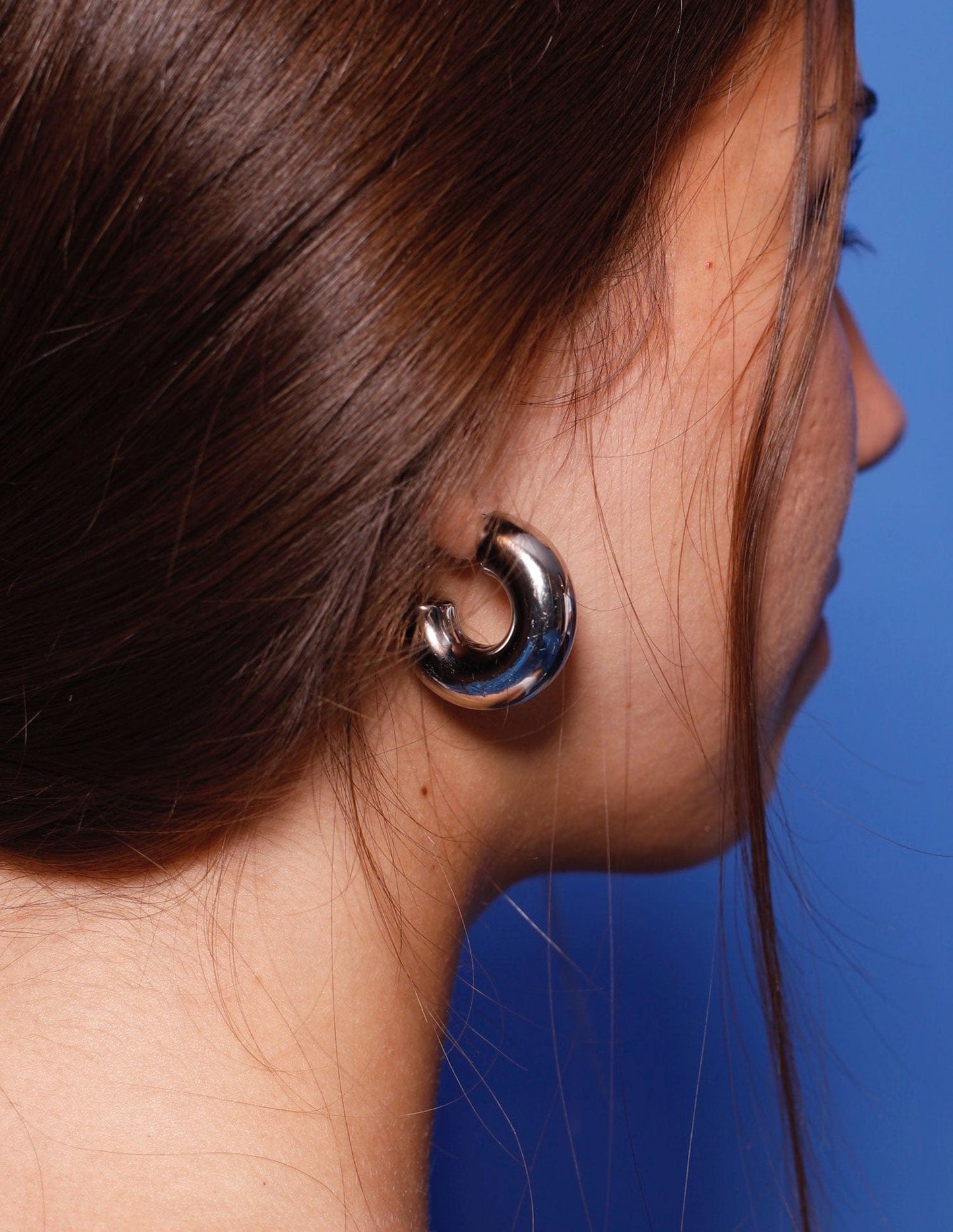 THICK SILVER HOOP EARRINGS 40MM