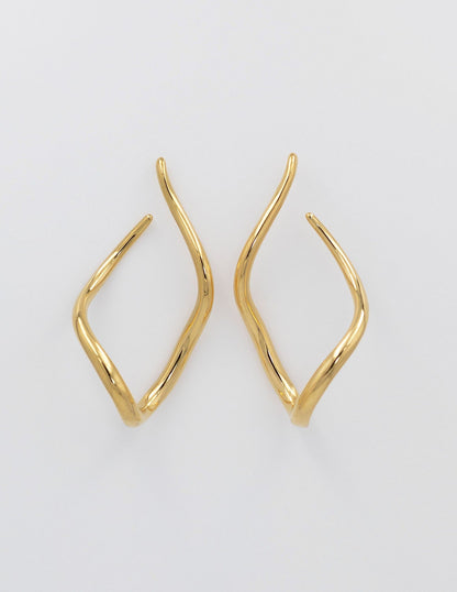 pendientes largos aro ondulado grande dorados brillantes
