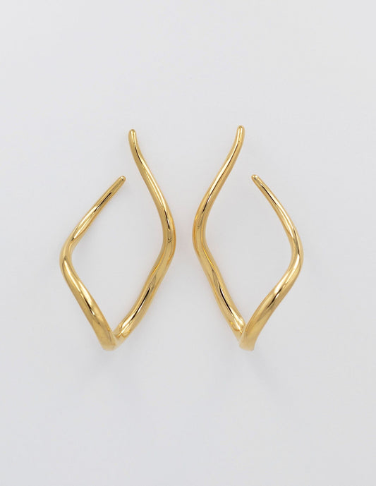 pendientes largos aro ondulado grande dorados brillantes
