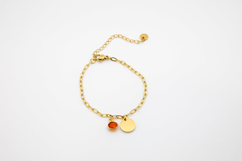 Pulsera con piedra natural y medalla personalizada