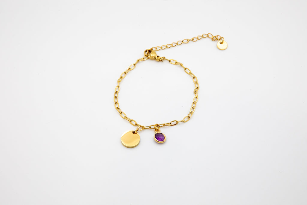 Pulsera con piedra natural y medalla personalizada