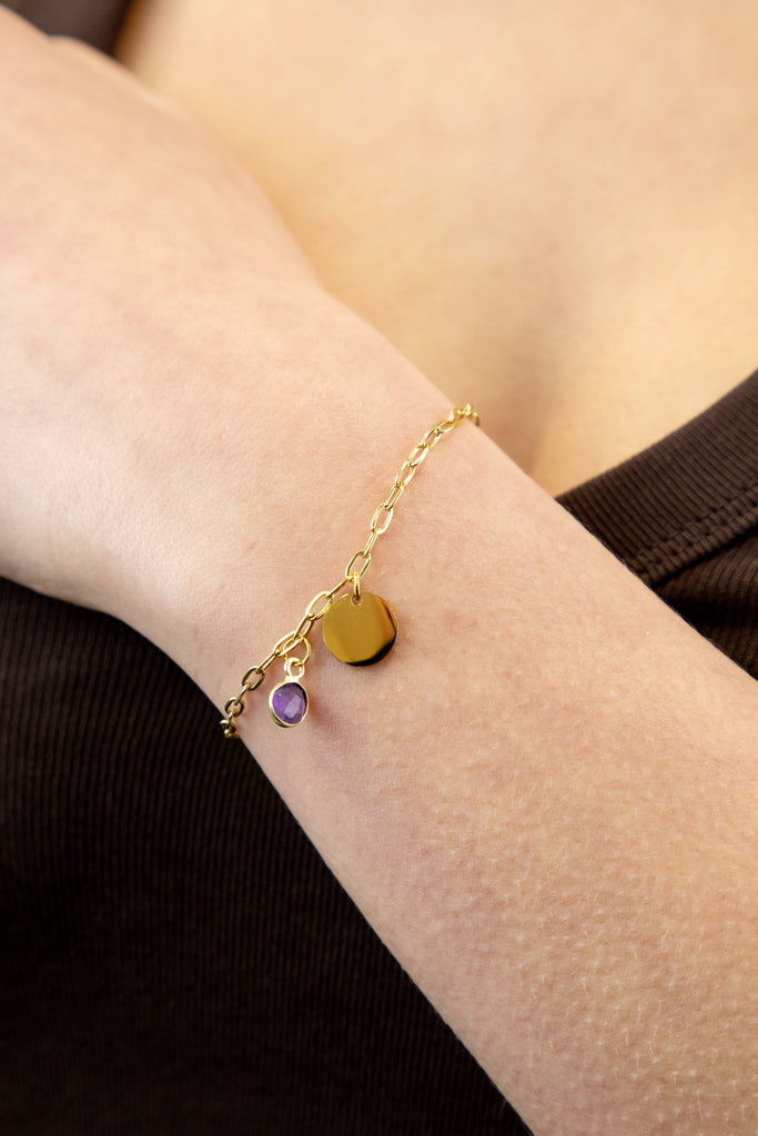 Pulsera con piedra natural y medalla personalizada