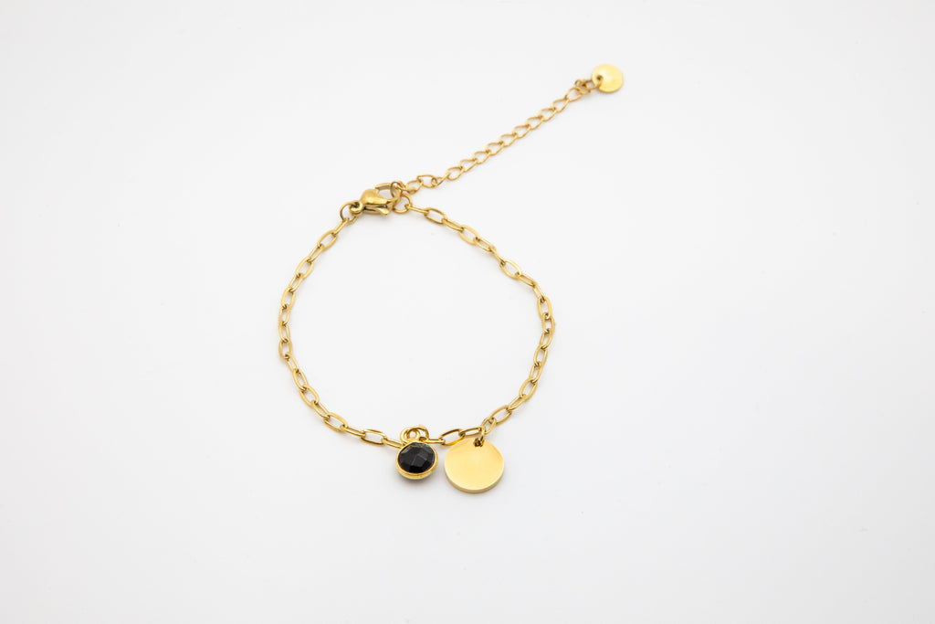 Pulsera con piedra natural y medalla personalizada