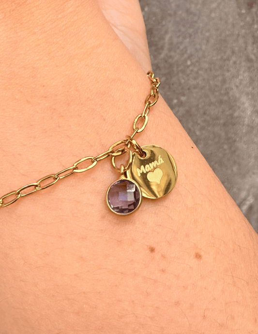 PULSERA GRABADA CON PIEDRA NATURAL