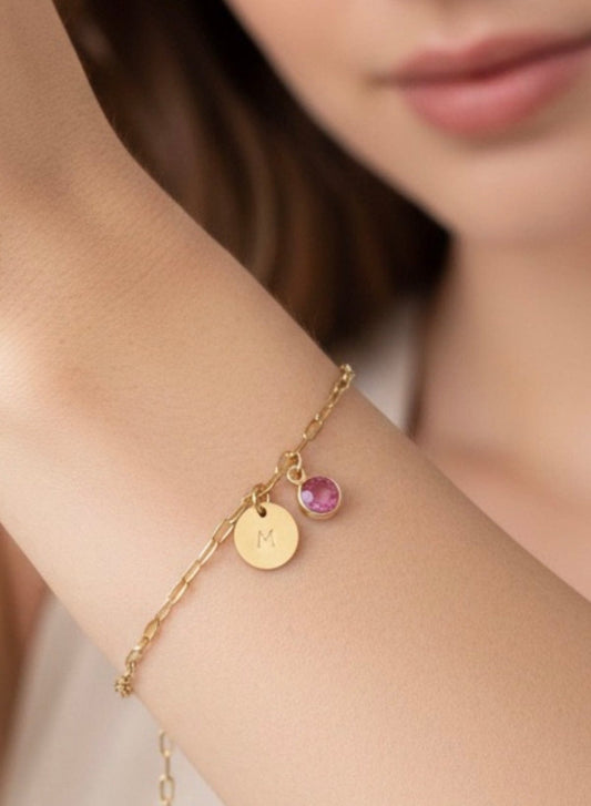 PULSERA GRABADA CON PIEDRA NATURAL