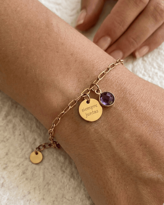 ENGRAVED BRACELET WITH NATURAL STONE